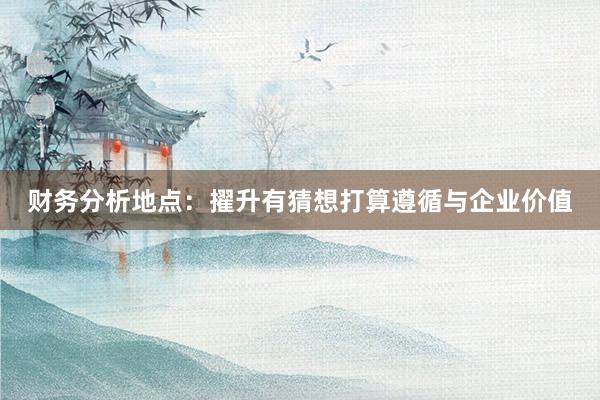 财务分析地点：擢升有猜想打算遵循与企业价值