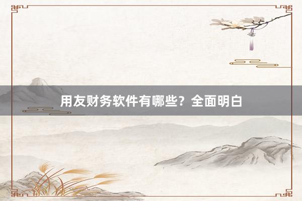 用友财务软件有哪些？全面明白